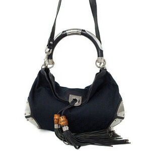 Gucci Indy Semi Shoulder Bag Fringe Bamboo